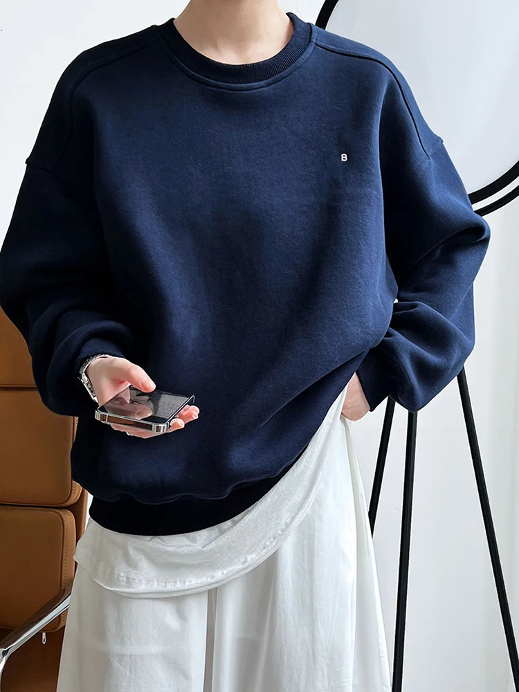 Women Sweatshirt Autumn Round Neck Long Sleeve Loose Pullover Casual Versatile Tops Solid Color Overzised Hoodie 240806