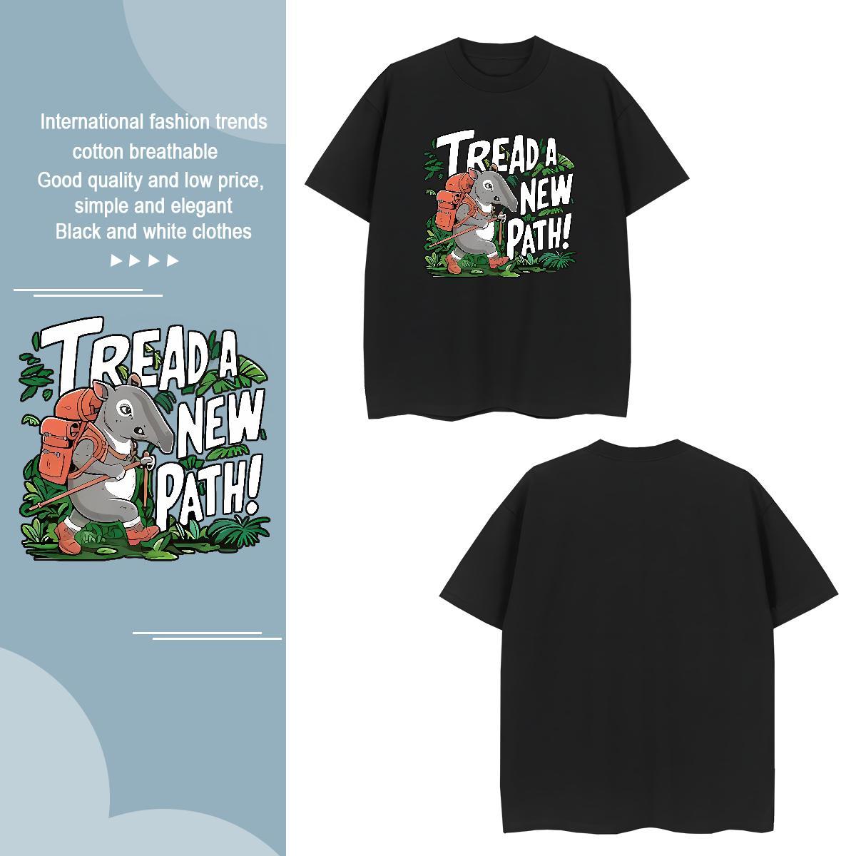 High Quality Men Clothes T-Shirt 230g Pure Cotton rhinoceros T-Shirts for Men Spring Summer Breathable Short Sleeve Cartoon Print Wholesale Top Tees