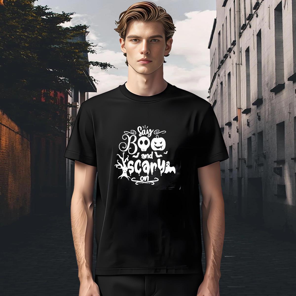New T-Shirts for Men 230g Cotton halloween Hip Hop Polos Crew Neck Breathable Popular Men Tshirts Oversized 4XL