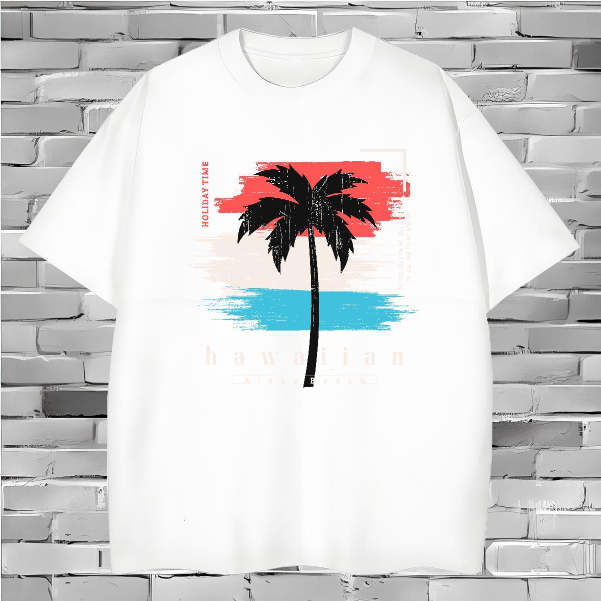 Men T Shirts 230g Pure Cotton tree Hip Hop Crew Neck Breathable Anime Men Tshirts Factory Direct Loose Clothings