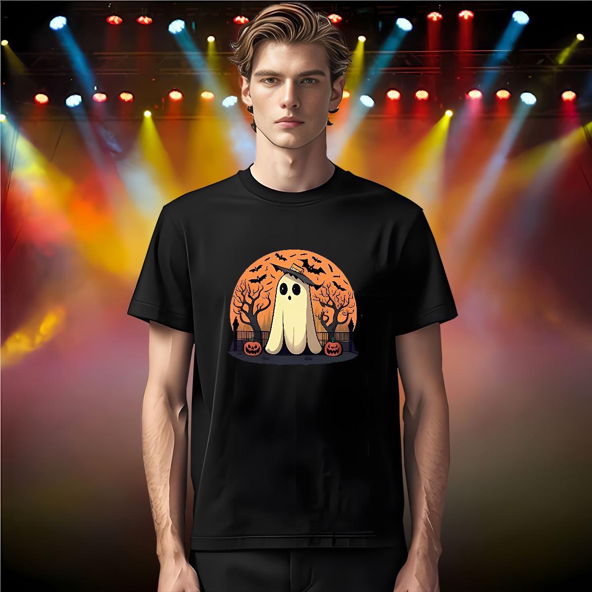 T-Shirts for Men 230g 100% Cotton halloween Casual Beach Short Sleeve Soft Plus Size Cartoon Tshirt for Man Woman DIY Unisex Tops