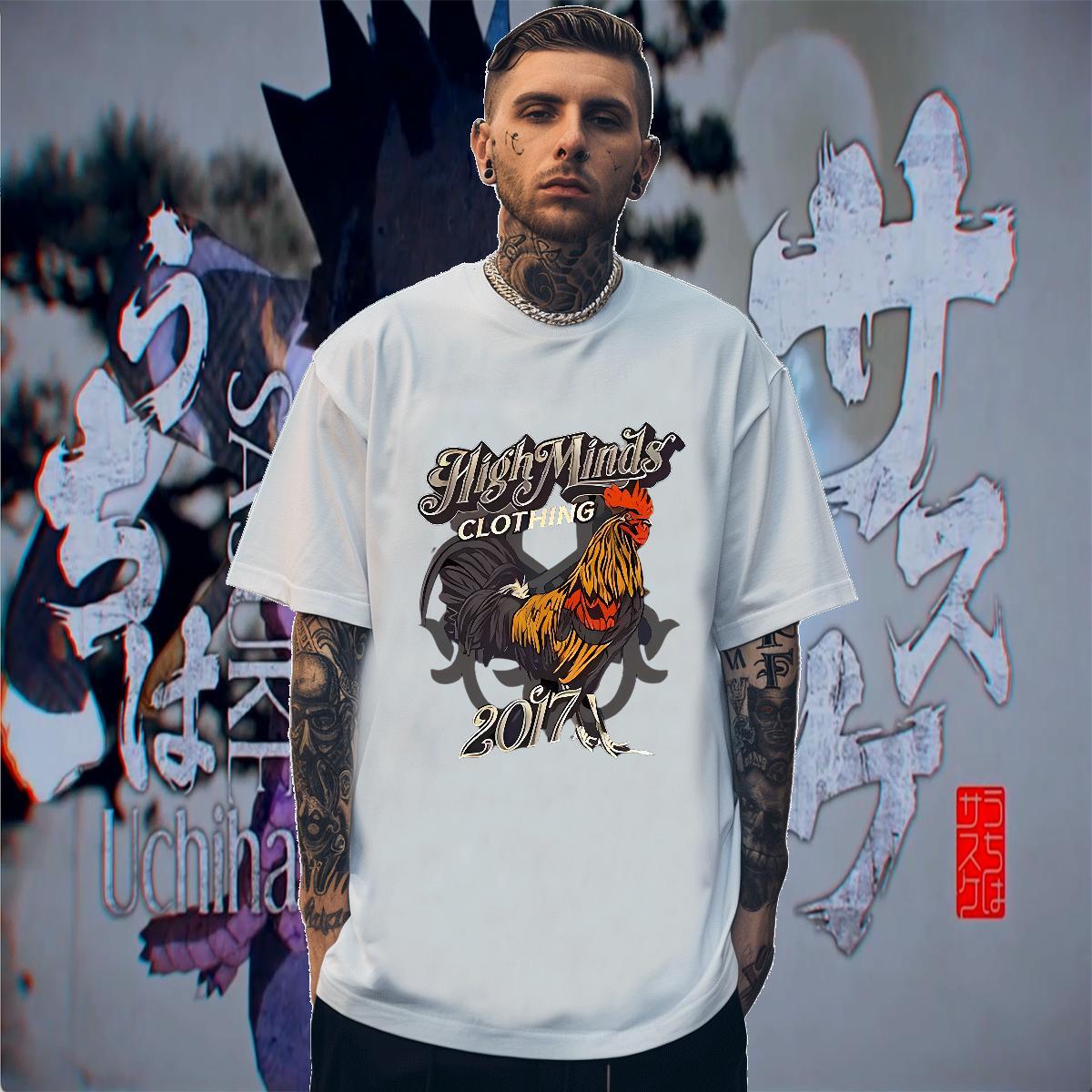 Classic Men Tshirts 100% Cotton 230g Spring Summer chicken Oversized 4XL O-Neck Short Sleeve Fashion New T-Shirts for Men Tees