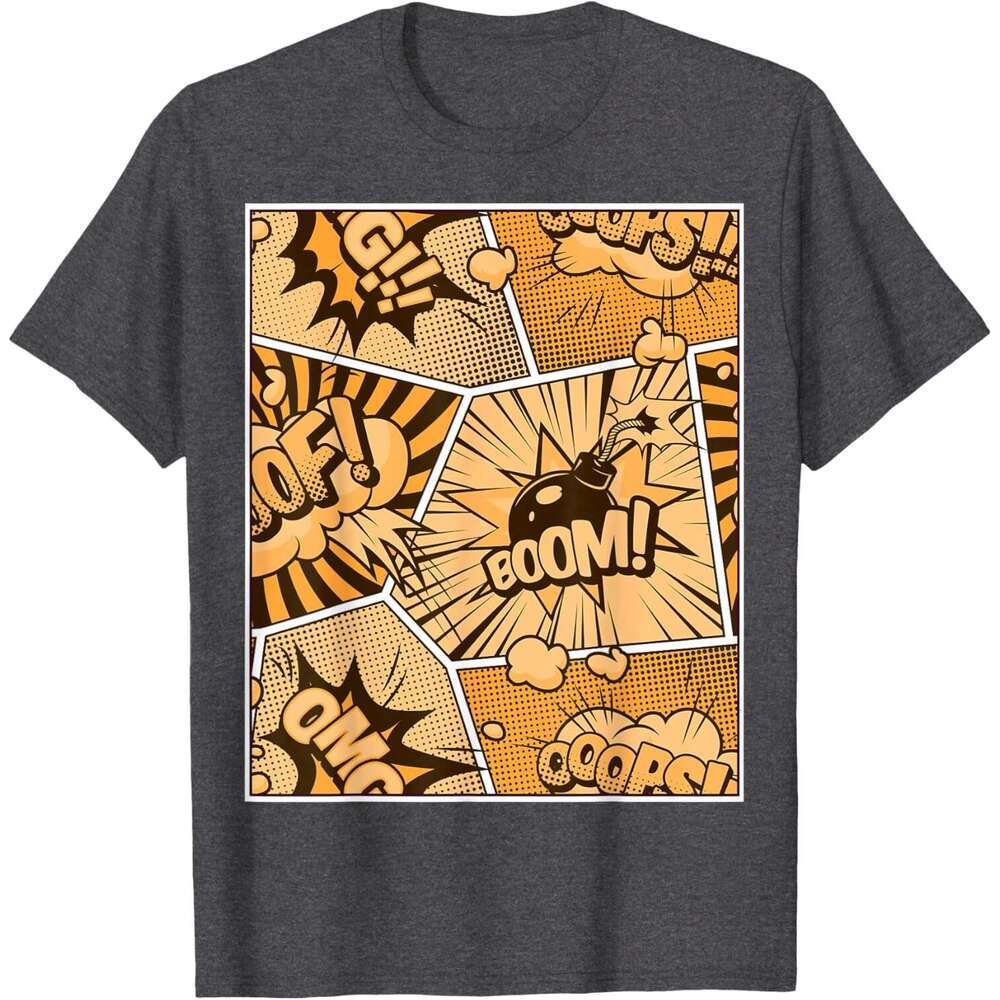 T shirt Mens Comic Book Orange Color Graphic T-Shirt shirts tshirt graphic tee Casual tops summer clothes Short sleeve Free shipping