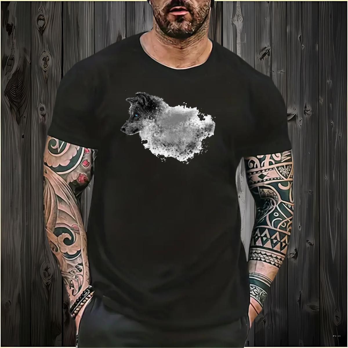 T Shirt For Man 230g 100% Cotton wolf Home Outdoor Breathable Crew Neck Skull Men Tshirts Designer Fashion Cool Design Polos