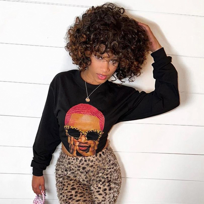 Women's clothing 2024 autumn/winter new street printed loose long sleeved round neck sweatshirt top
