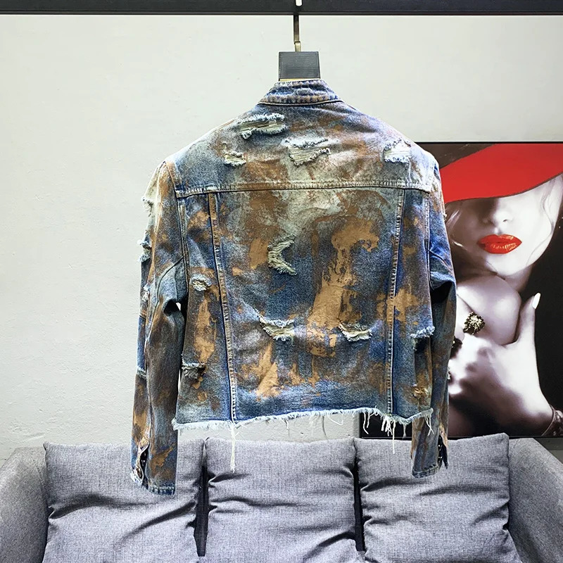 PFHQ Street Clothing Mens Denim Jacket Set Heavy Industry Wear High Quality Versatile Original Edge Avant garde Jeans Autumn 21Z2929240806
