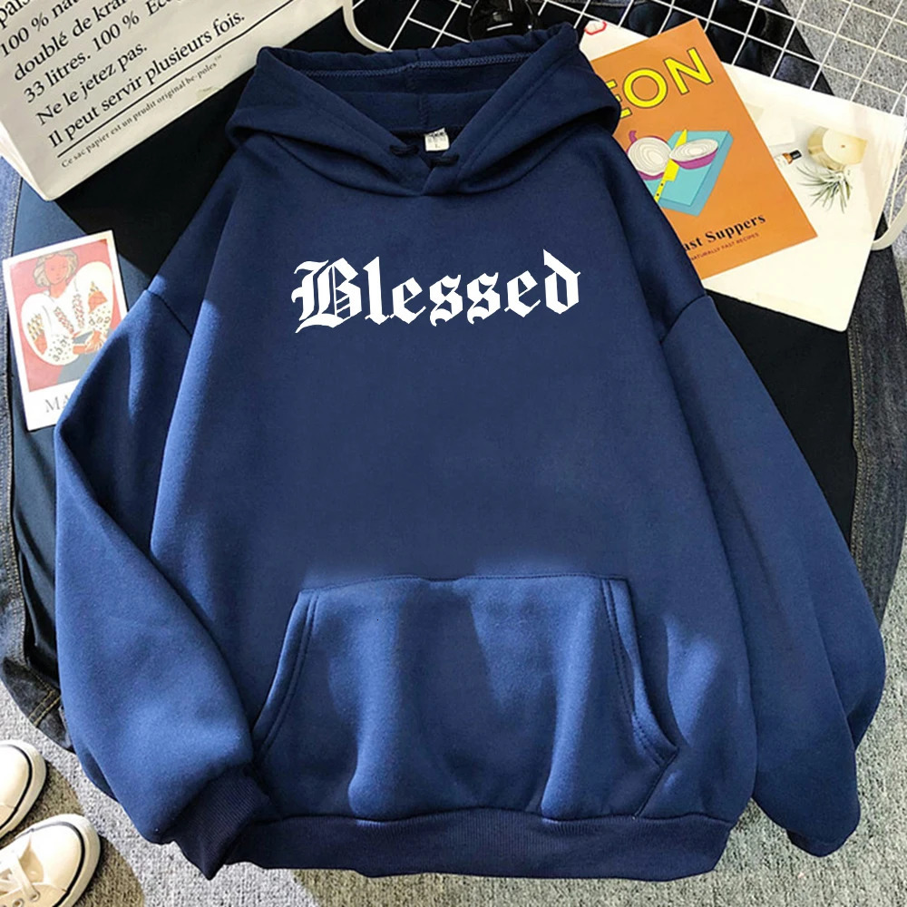 Blessed Creativity Printed Hoodies Women Street Style Hip Hop Hoody Autumn Loose Fleece Clothing Comfortable Pullover Sweatshirt 240806