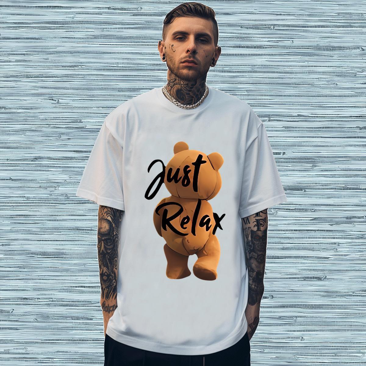 T shirt 230g Cotton bear Beach Breathable Crew Neck Oversized Tshirt for Man Woman Casual New Designer Clothings