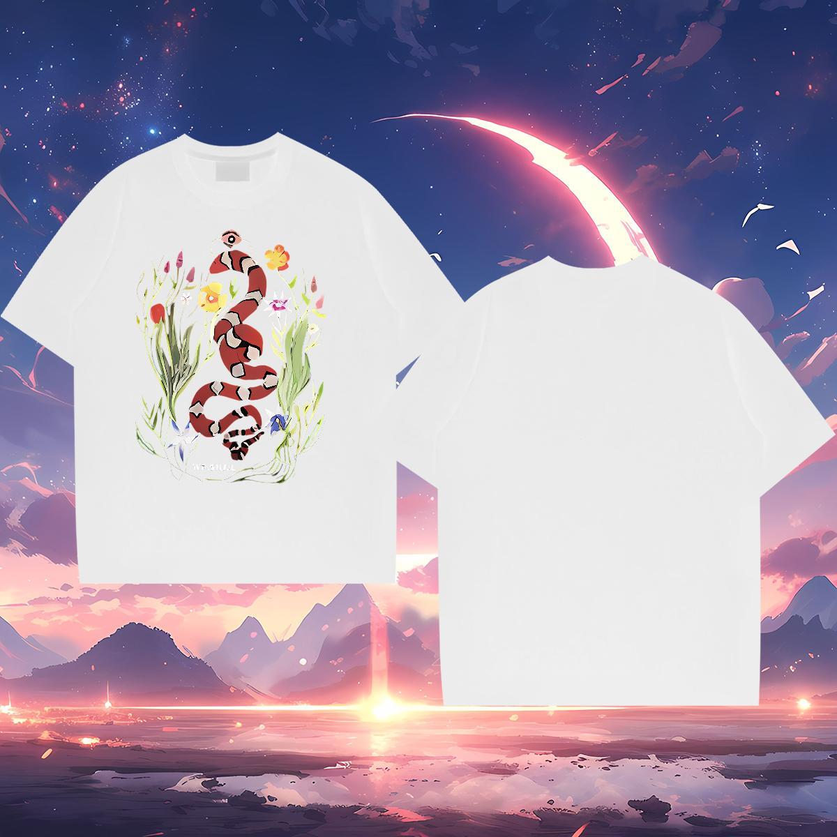Classic T Shirt For Man 230g 100% Cotton snake Outdoor Tops Tees Breathable Short Sleeve Soft Men Clothes T-Shirt Custom Anime