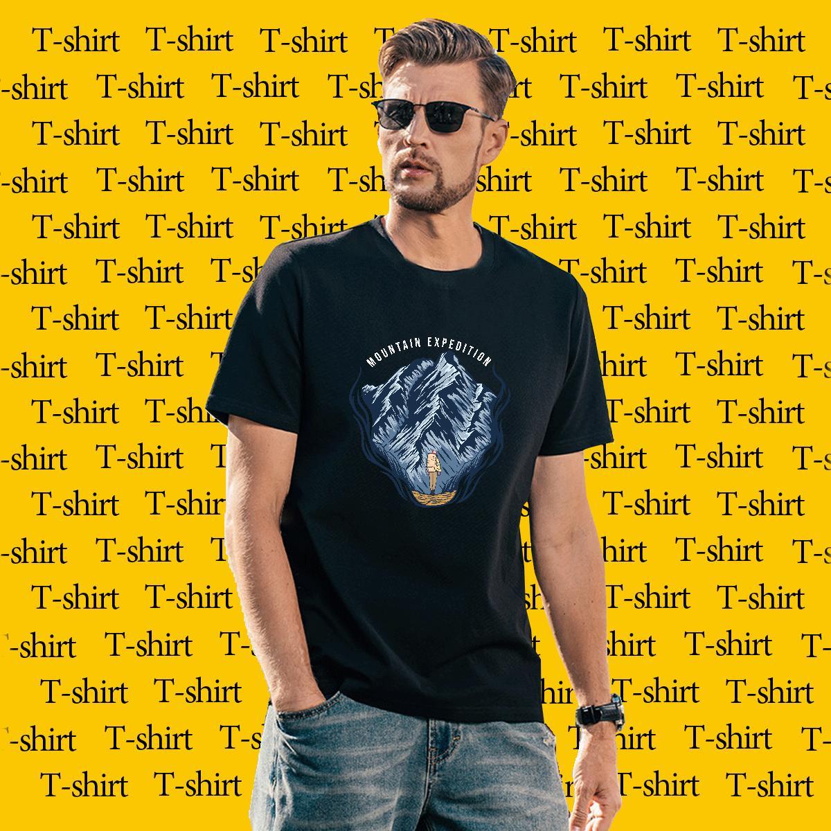 Cool Mens Tshirts 230g 100% Cotton Sports Casual mountains Floral Print Crew Neck Breathable Designer T Shirts Men Top Tees