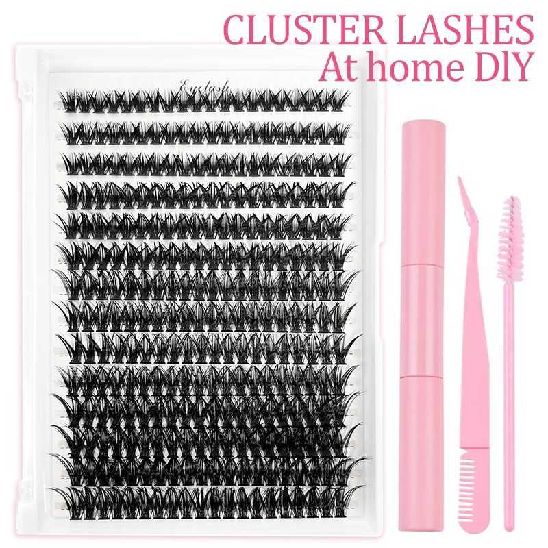Eyelash Extension Set 280 Clusters 8-16mm Curl Personalized Eyelash Set with eyelash adhesive and sealed eyelash curler W240803