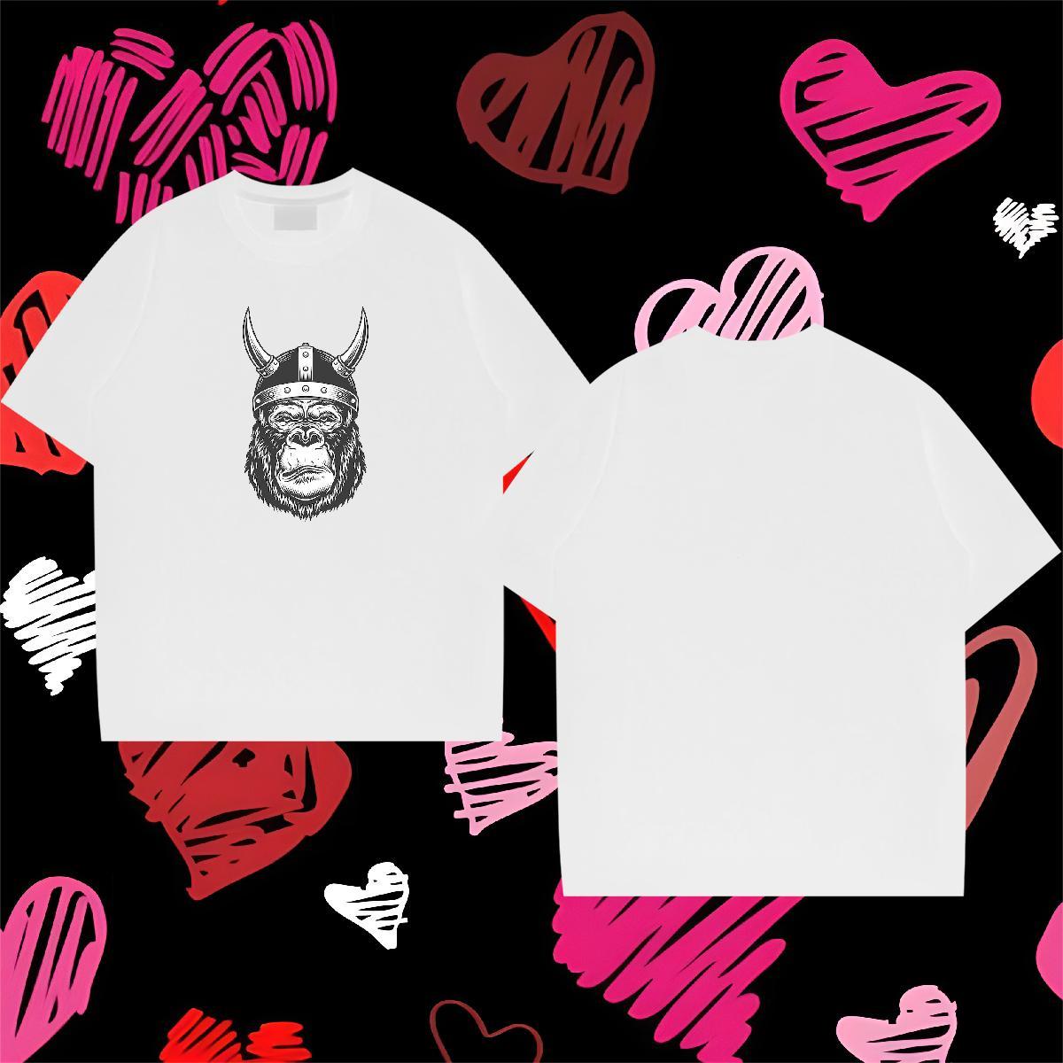 Classic Casual T shirt 230g Pure Cotton chimpanzee Summer Casual Tees Shirts Short Sleeve O-Neck Soft Couples T Shirts Oversized 3XL 4XL