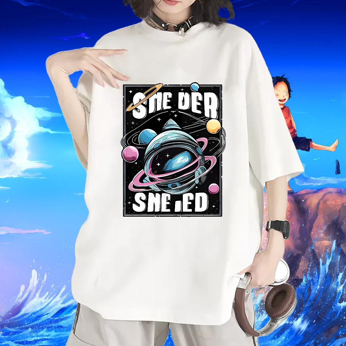 Female T Shirts Women Breathable Short Sleeve Unisex Tshirts Cartoon Printing L-4XL star Hip Hop 230g Pure Cotton 2024 DIY Top Tees