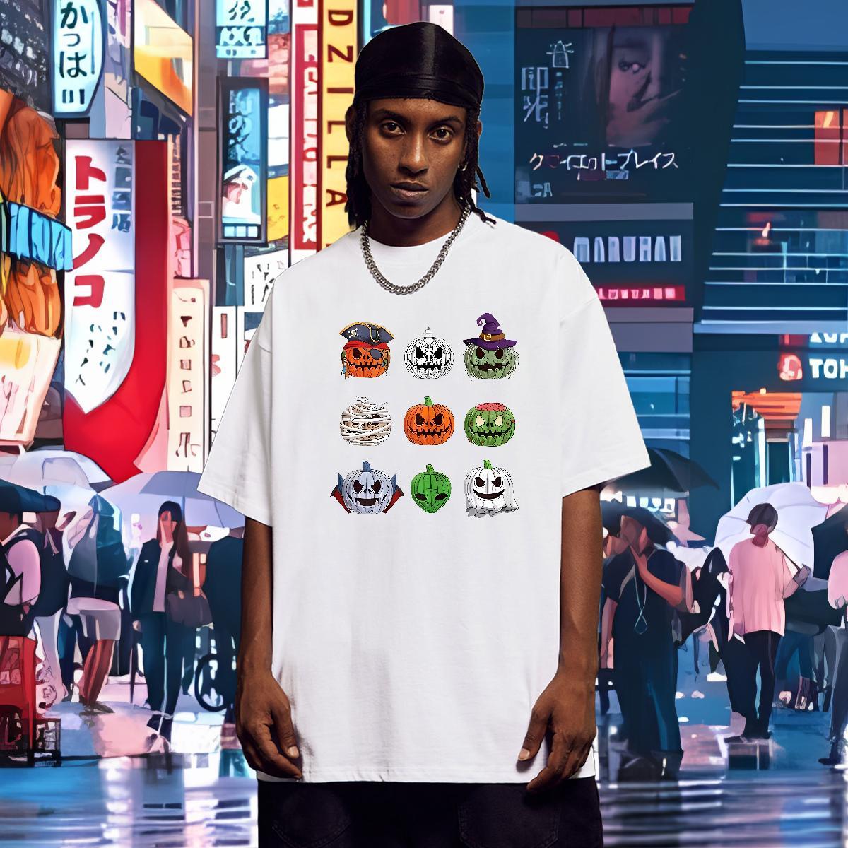 2024 Designer Mens T Shirts 230g Cotton pumpkin Daily Wear Tops O-Neck Short Sleeve Unisex Men Tops Tees DIY Printed