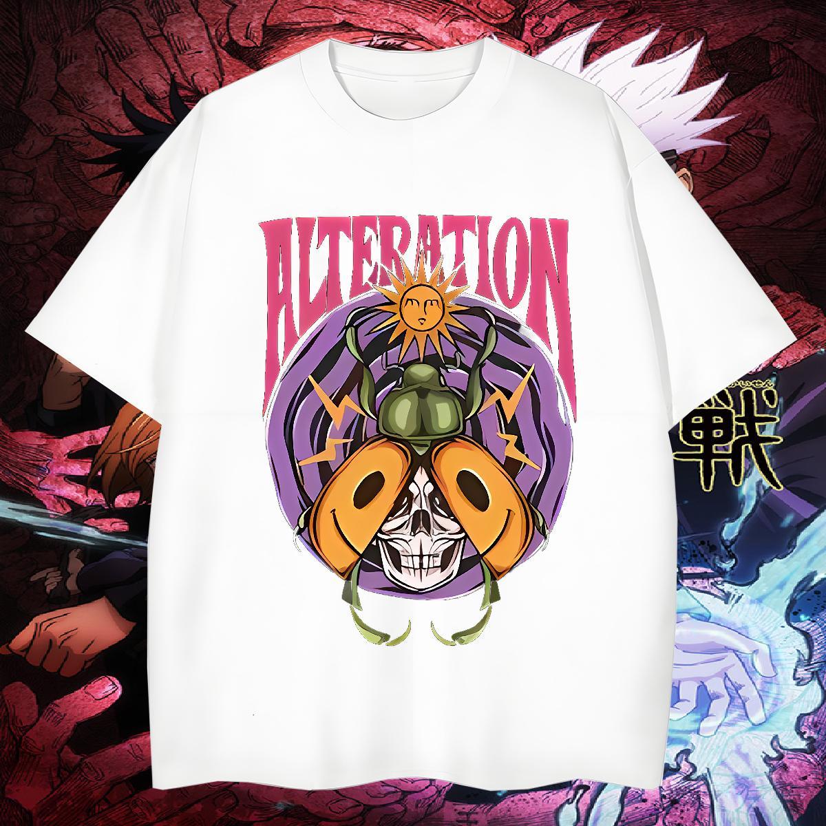 Cool Couples T Shirts 230g 100% Cotton skull Mens T Shirts Street Casual O-Neck Short Sleeve DIY Anime Fashion Tees