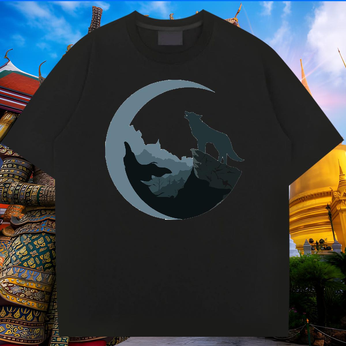 Loose Fit Men Tops Tees 100% Cotton 230g wolf Men T Shirts Daily Wear Breathable Soft Custom Printed Classic Casual Top Tees