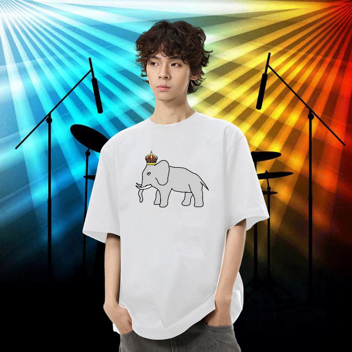 Fashion Design T Shirts Men 230g 100% Cotton elephant Street Wear Tees Breathable Soft Popular Men Tees Cartoon Print