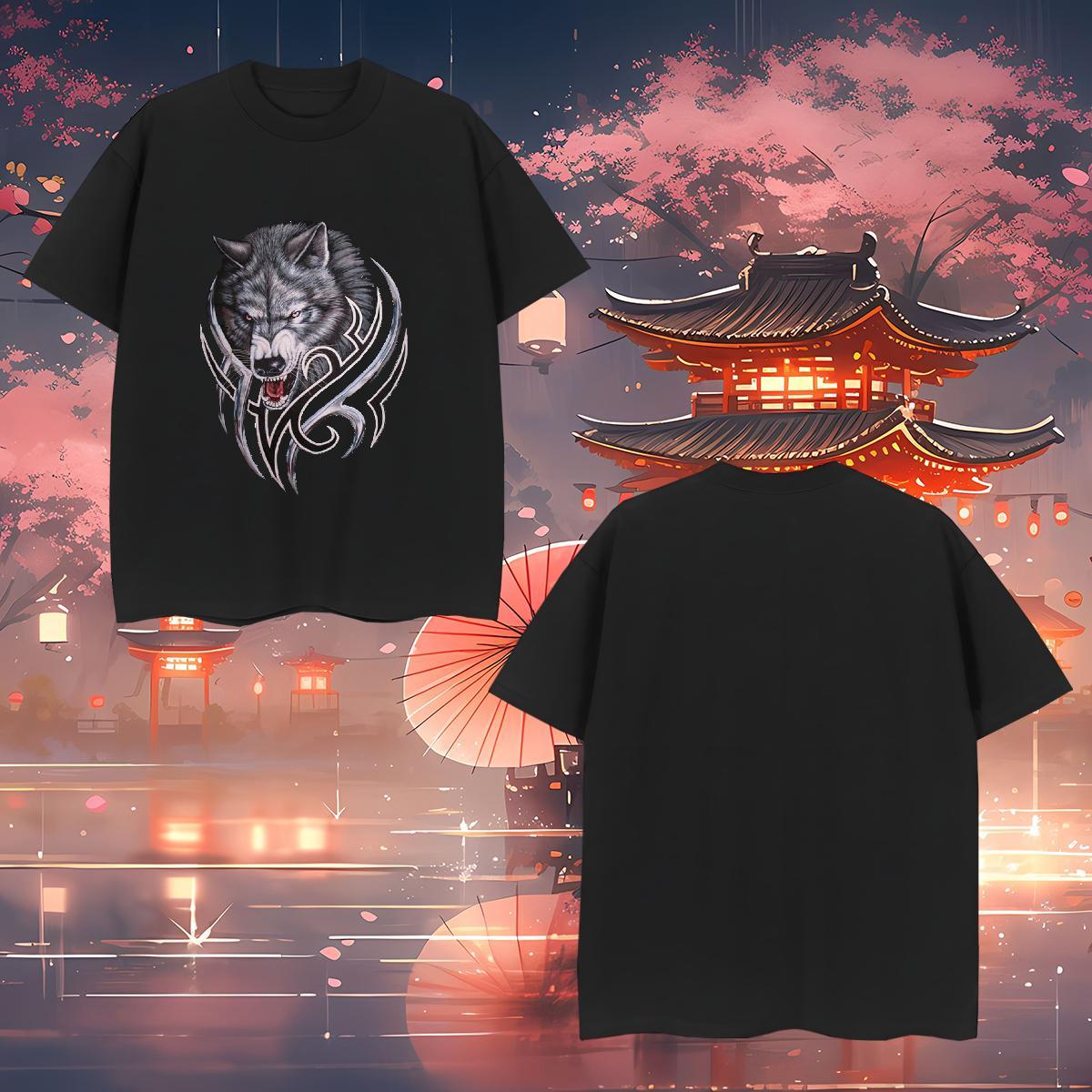 Free Shipping T shirt 230g Cotton wolf Outdoor Tops O Neck Short Sleeves TOP Quality Men Tshirts Oversized 3XL 4XL