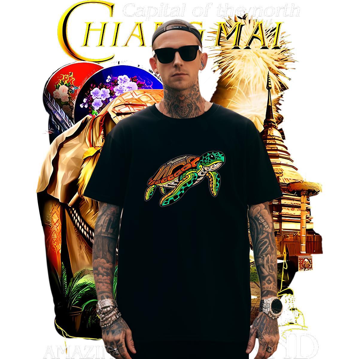 Classic Tshirt for Man Woman 230g 100% Cotton tortoise Mens T Shirts Casual Daily Wear Breathable Short Sleeve Custom Anime 2024 DIY Top Tees