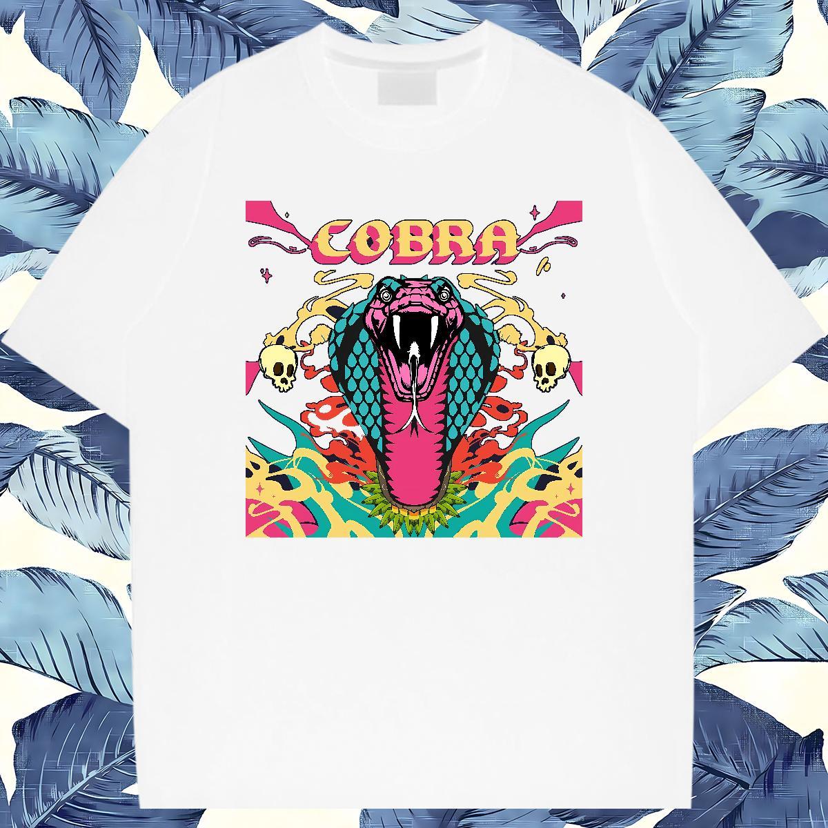 New Arrival Mens T Shirts 230g Cotton snake Summer Casual Polos Breathable Short Sleeve Wholesale Men Tops Tees Anime Print