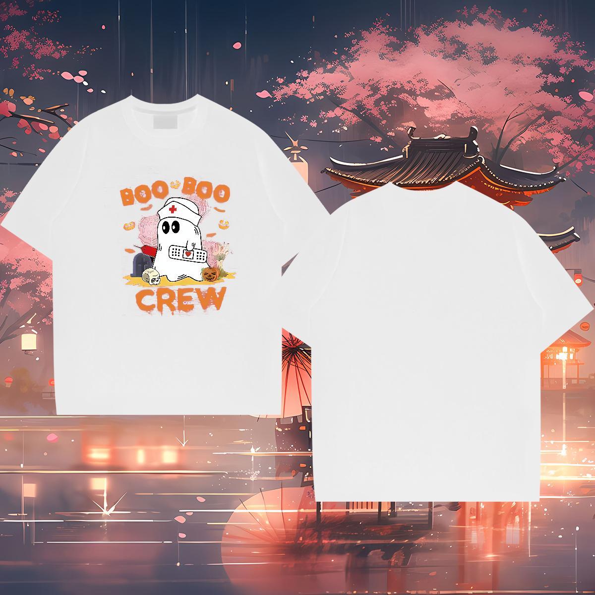 Customized T-Shirts for Men 100% Cotton 230g halloween High Street Hip Hop Tops Shirt Crew Neck High Quality Men Tees DIY Printed