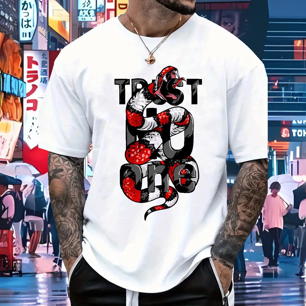 DIY Customized T-Shirts 230g Pure Cotton snake Street Casual Tops Shirt Breathable Short Sleeve Cool Men Tshirts DIY Printed