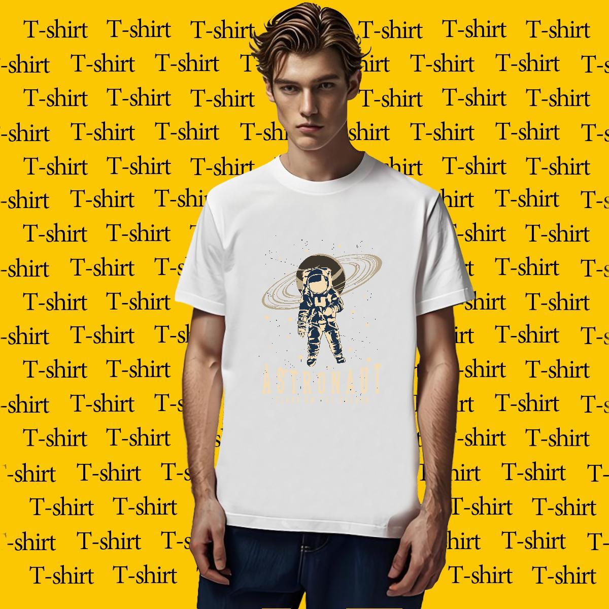 Men T Shirts 230g Cotton cosmonaut Sports Casual Short Sleeve O-Neck Asian Size Men Tshirts Classic Cool Wear