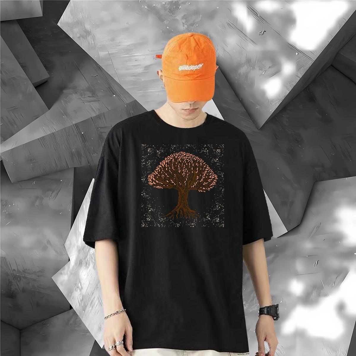 Fashion Design T Shirt For Man 230g Cotton tree High Street Hip Hop Clothings Crew Neck High Quality Couples T Shirts Custom Printed