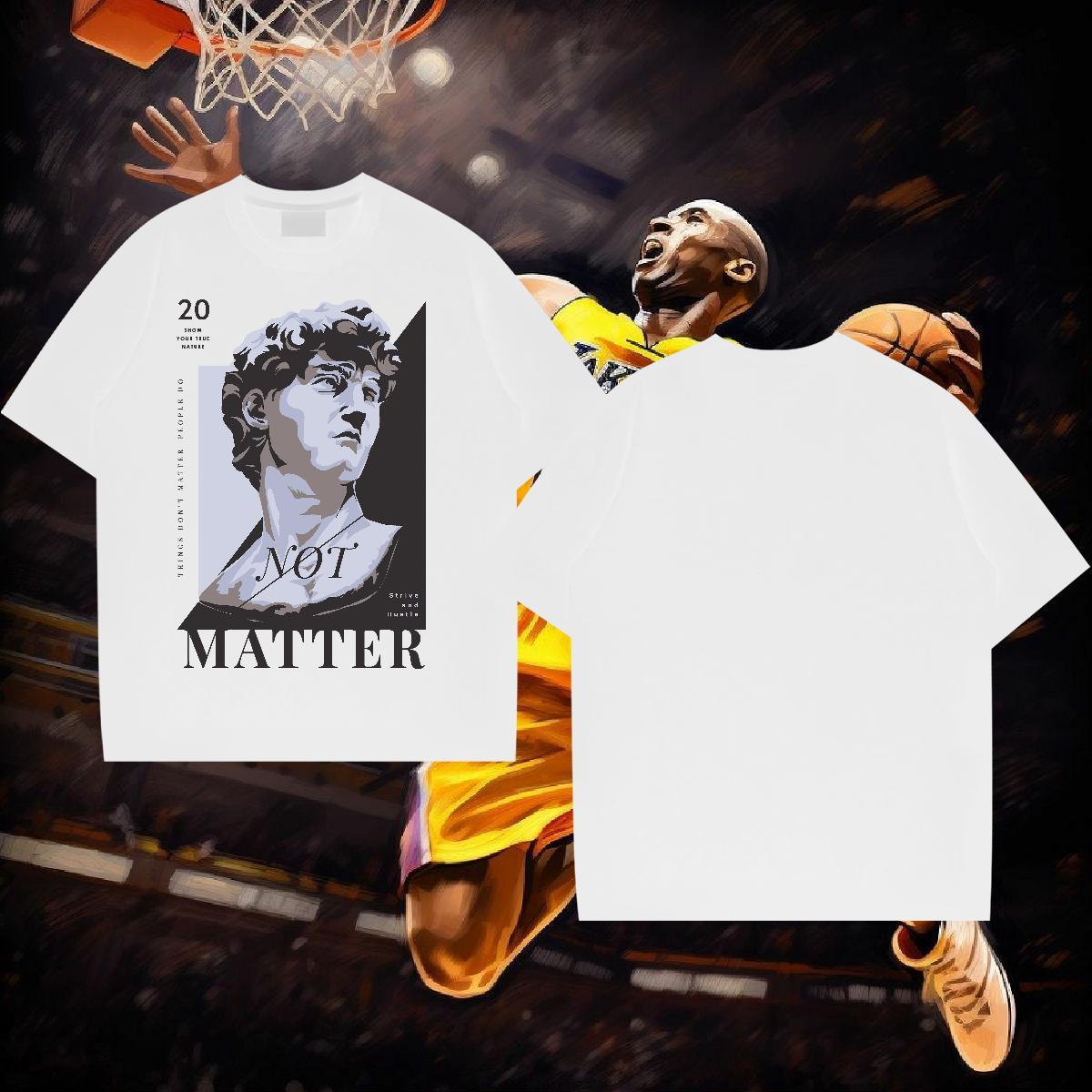 New Men T Shirts 230g Cotton Statue of David Hip Hop Street Wear Pure Cotton TOP Quality Men Tees Oversized 4XL