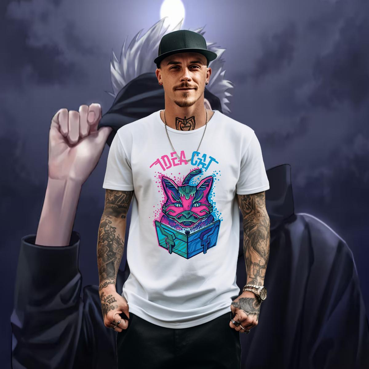 New Designer T Shirts Men 230g 100% Cotton cat Spring Summer Top Tees Breathable Short Sleeve Comfortable Men Tshirts Floral Print