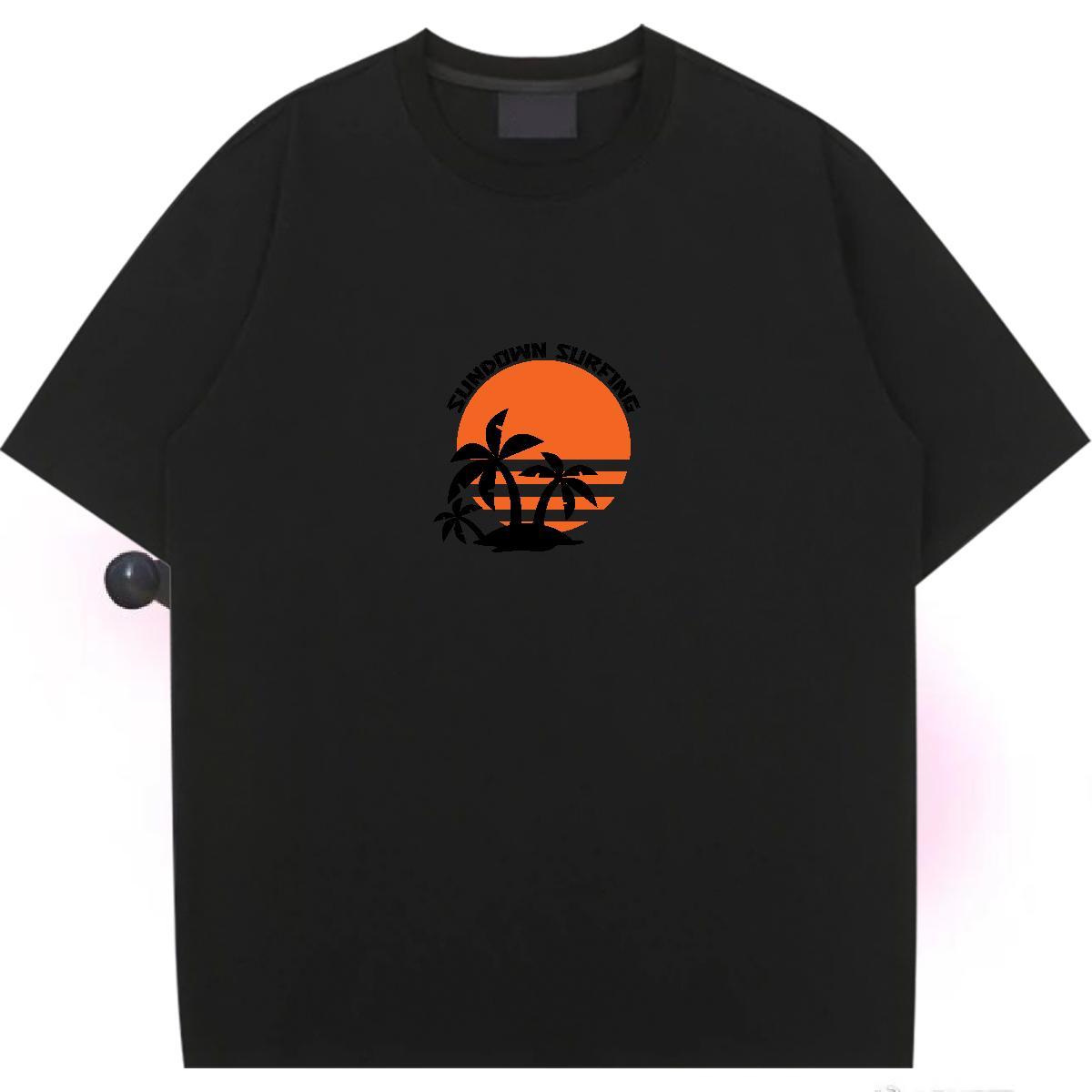 Wholesale Woman T Shirts Breathable Soft Unisex Tshirts Cartoon Floral Printing sun Street Casual 230g 100% Cotton Fashion Casual Clothings