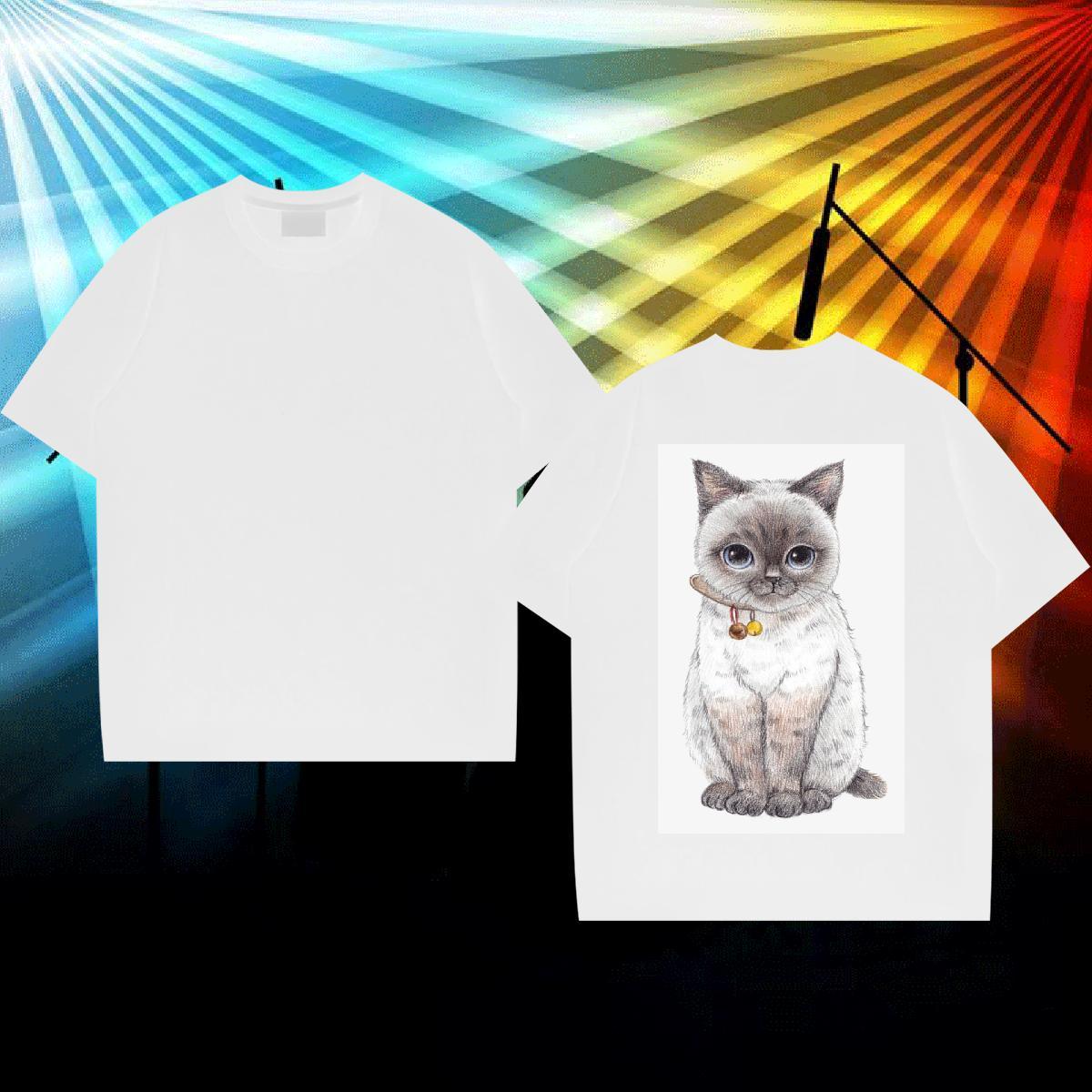 2024 Summer T-Shirts for Men 100% Cotton 230g cat Casual Daily Wear Tshirts Pure Cotton Free Shipping Men Clothes T-Shirt Asian Size