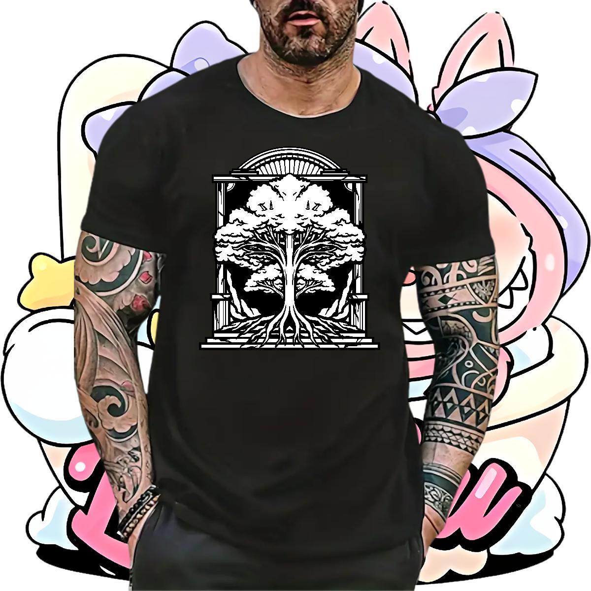 Custom Man T Shirts 230g 100% Cotton tree Casual Daily Wear Tees Shirts Pure Cotton Cool Men Tees Anime Print