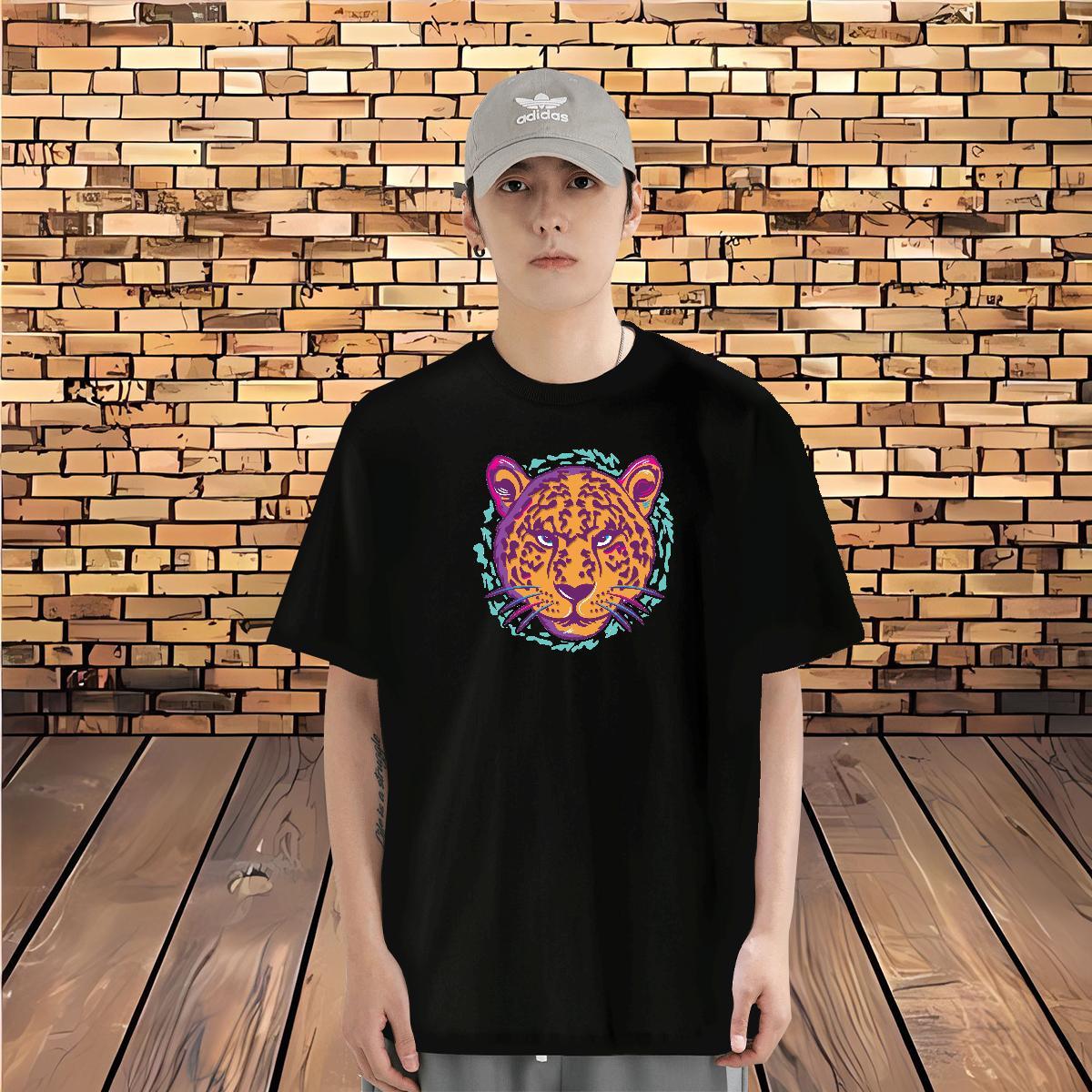 Men T Shirts 230g Cotton leopard Sport Breathable Soft Custom Anime Men Tshirts Brand Loose Polos