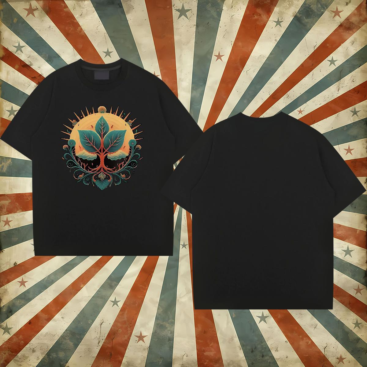 Custom T Shirt For Man 230g Pure Cotton tree Street Tee Shirt O Neck Short Sleeves Classic Mens Tshirts Custom Big Size