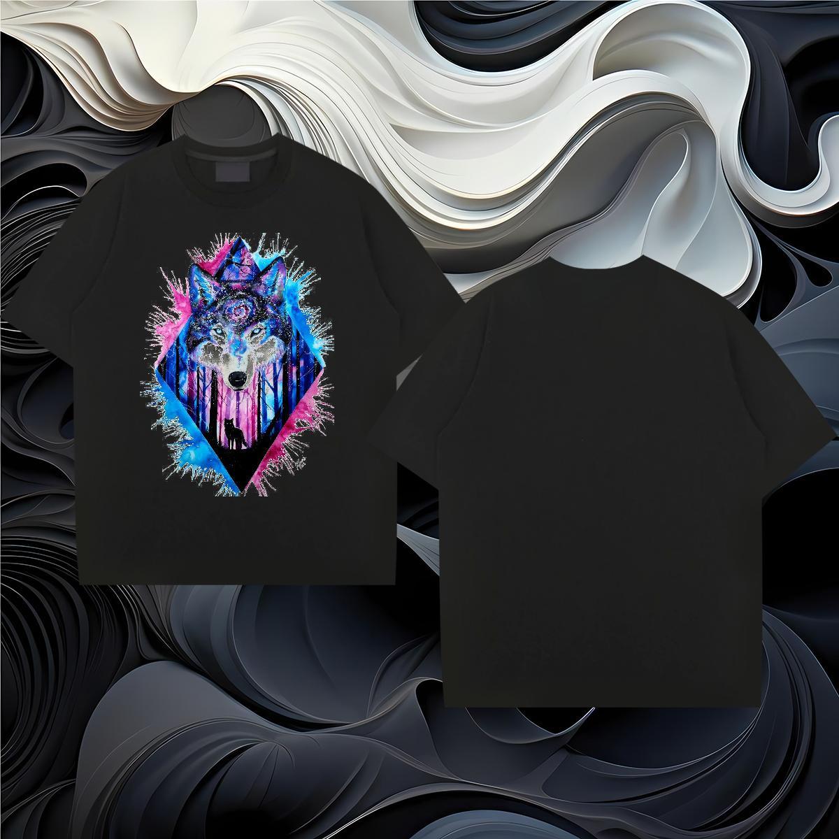 T Shirt For Man 230g 100% Cotton wolf Sport O Neck Short Sleeves Custom Print Oversized Men Tshirts Designer Loose Fit Clothings