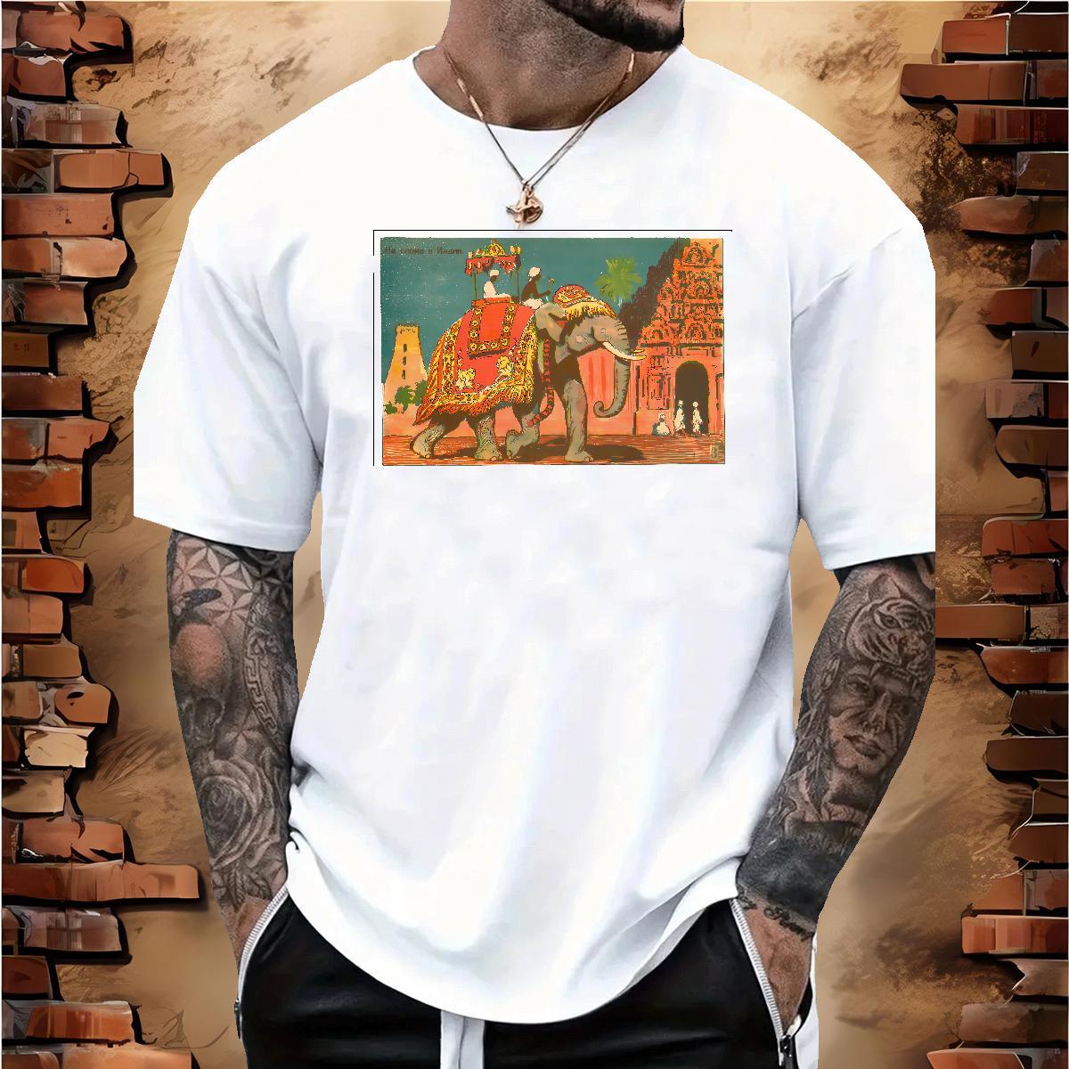 Stylist T-Shirts 230g 100% Cotton Elephant Sports Casual Clothes Breathable Crew Neck Loose Fit Men Tees Skull