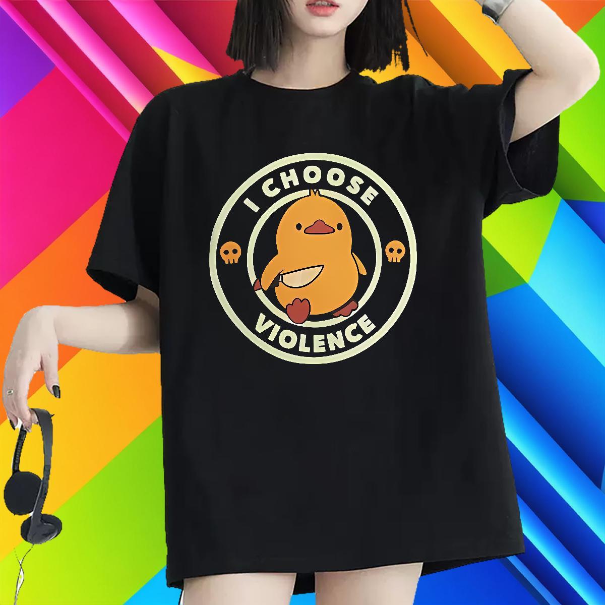 Popular Woman T Shirts Breathable Lady T shirt Oversized L-4XL duck High Street Hip Hop 230g Cotton Fashion New Tshirts