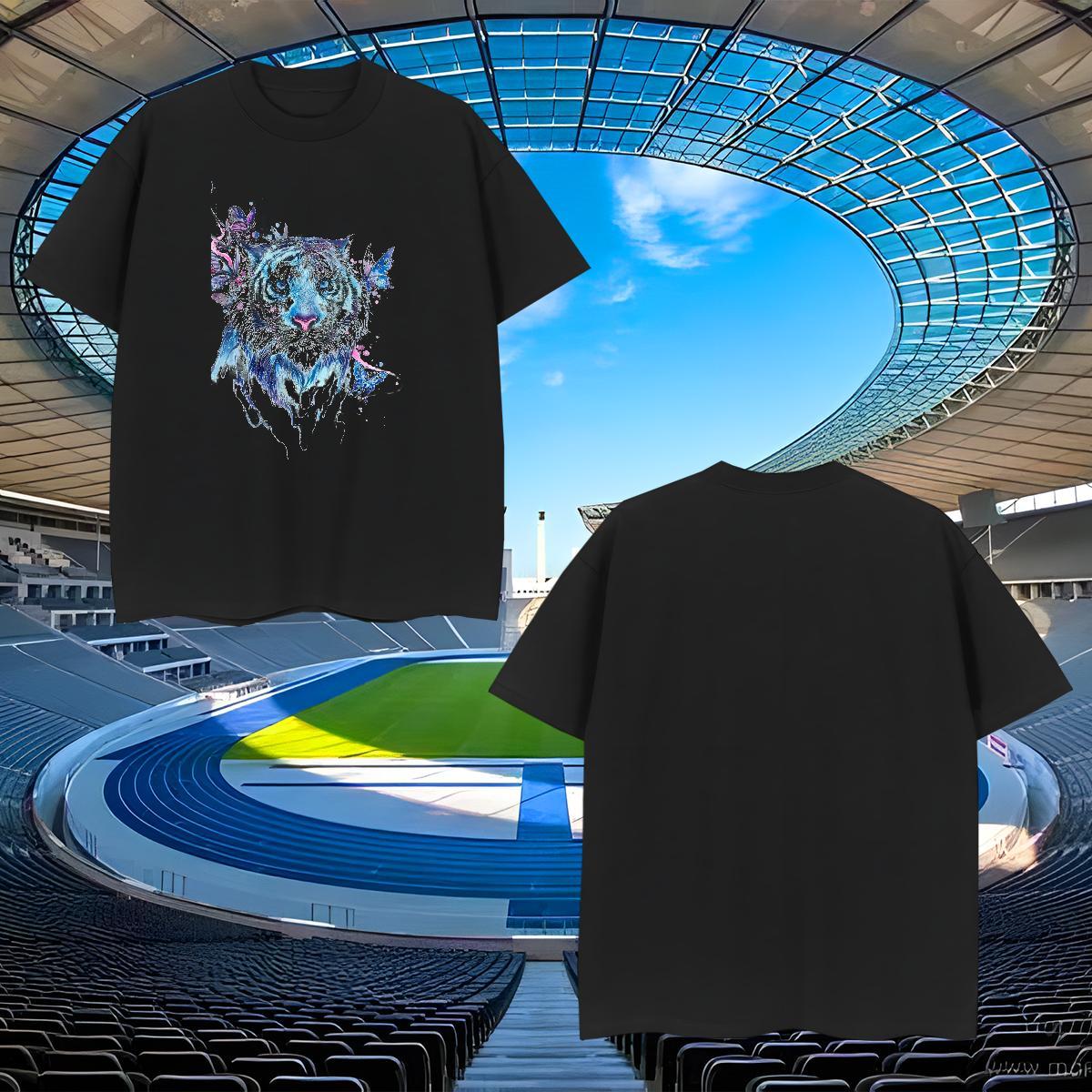 Cool Men Clothes T-Shirt 230g Pure Cotton tiger T-Shirts Sport Short Sleeve Soft Oversized 4XL Fashion Design Tee Shirt