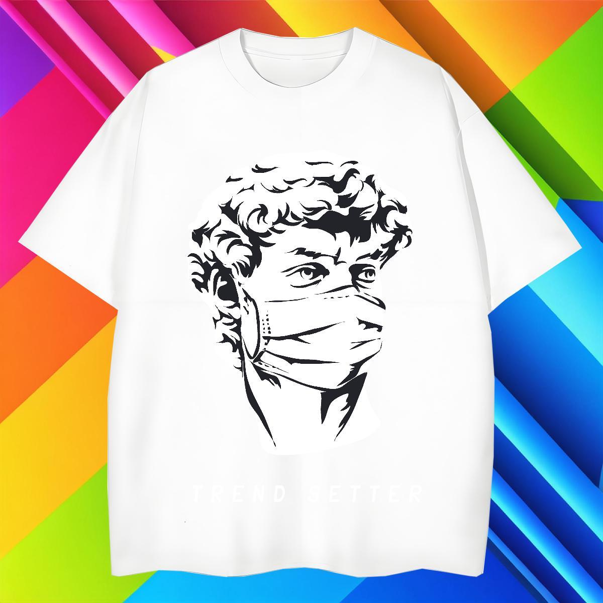 T Shirts Men 230g 100% Cotton portrait Spring Summer O-Neck Short Sleeve Custom Cartoon Men Tshirts Fashion Design TOP Quality Clothings