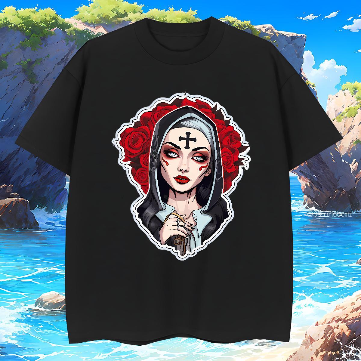 Mens T Shirts 100% Cotton 230g nun High Street Hip Hop Breathable Short Sleeve Plus Size Cartoon Men Tops Tees Fashion Designer Popular Clothings