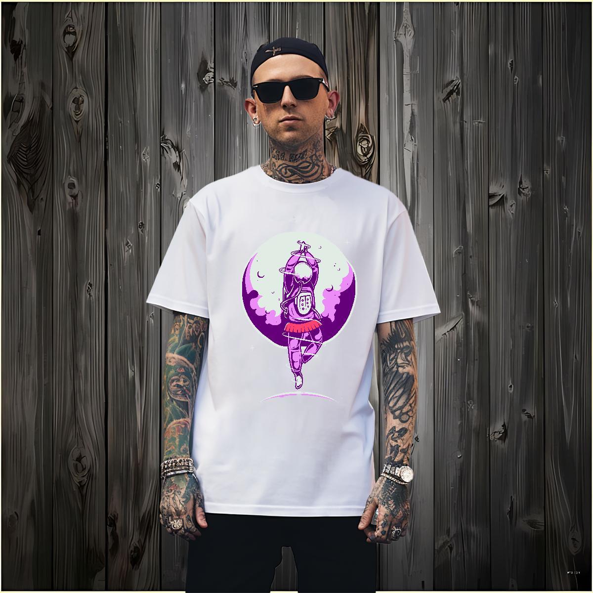 Men T Shirts 230g Pure Cotton universe Street Short Sleeve Soft Floral Print Couples T Shirts Free Shipping Loose Clothings