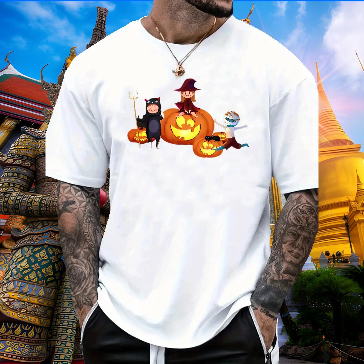 Soft Tshirts 230g Pure Cotton pumpkin T-Shirts for Men Summer Casual Breathable Crew Neck Asian Size DIY Customized Tees