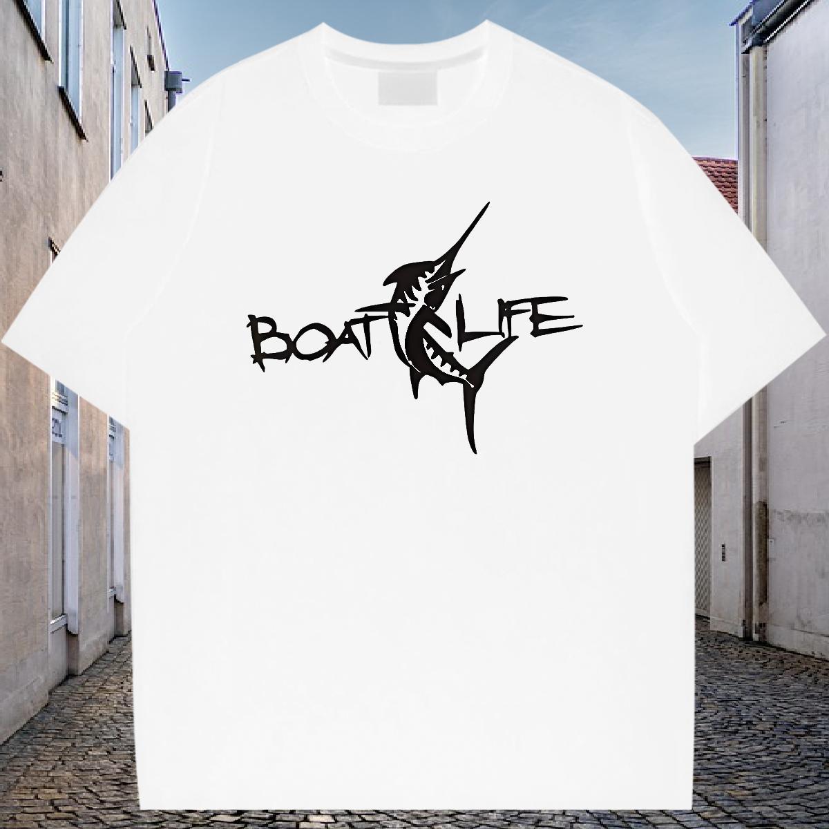 Casual New T-Shirts 230g Cotton fish Outdoor Top Tees Breathable Crew Neck Brand Tshirts Customized Print