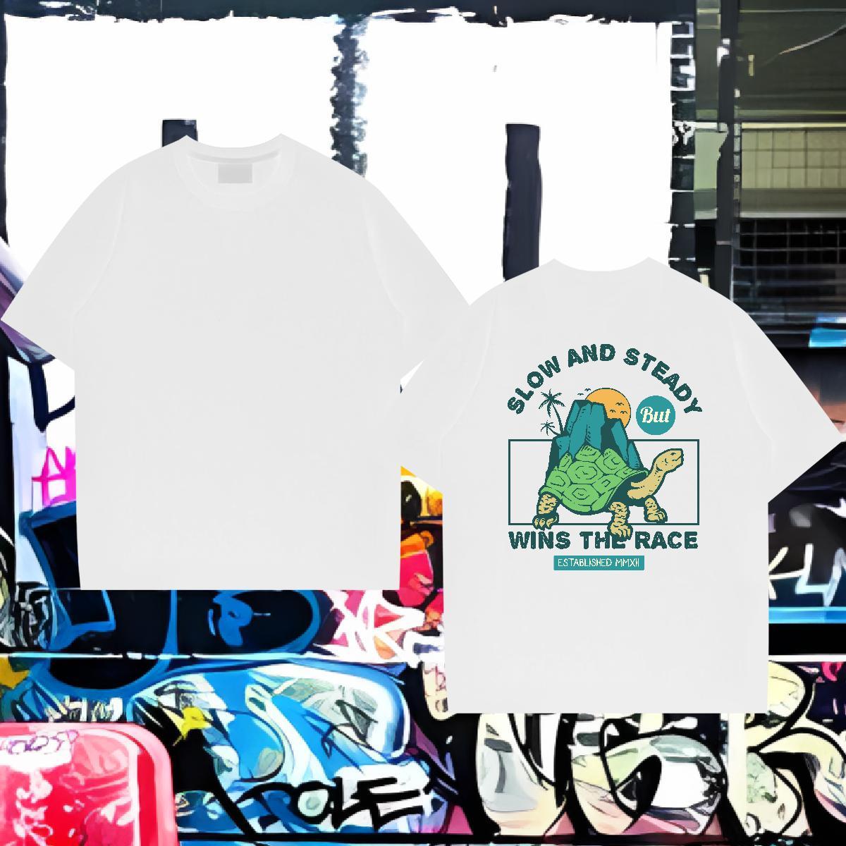 New T shirt 230g Cotton Hip Hop Tops Round Neck Short Sleeve High Quality Men Tees Asian Size
