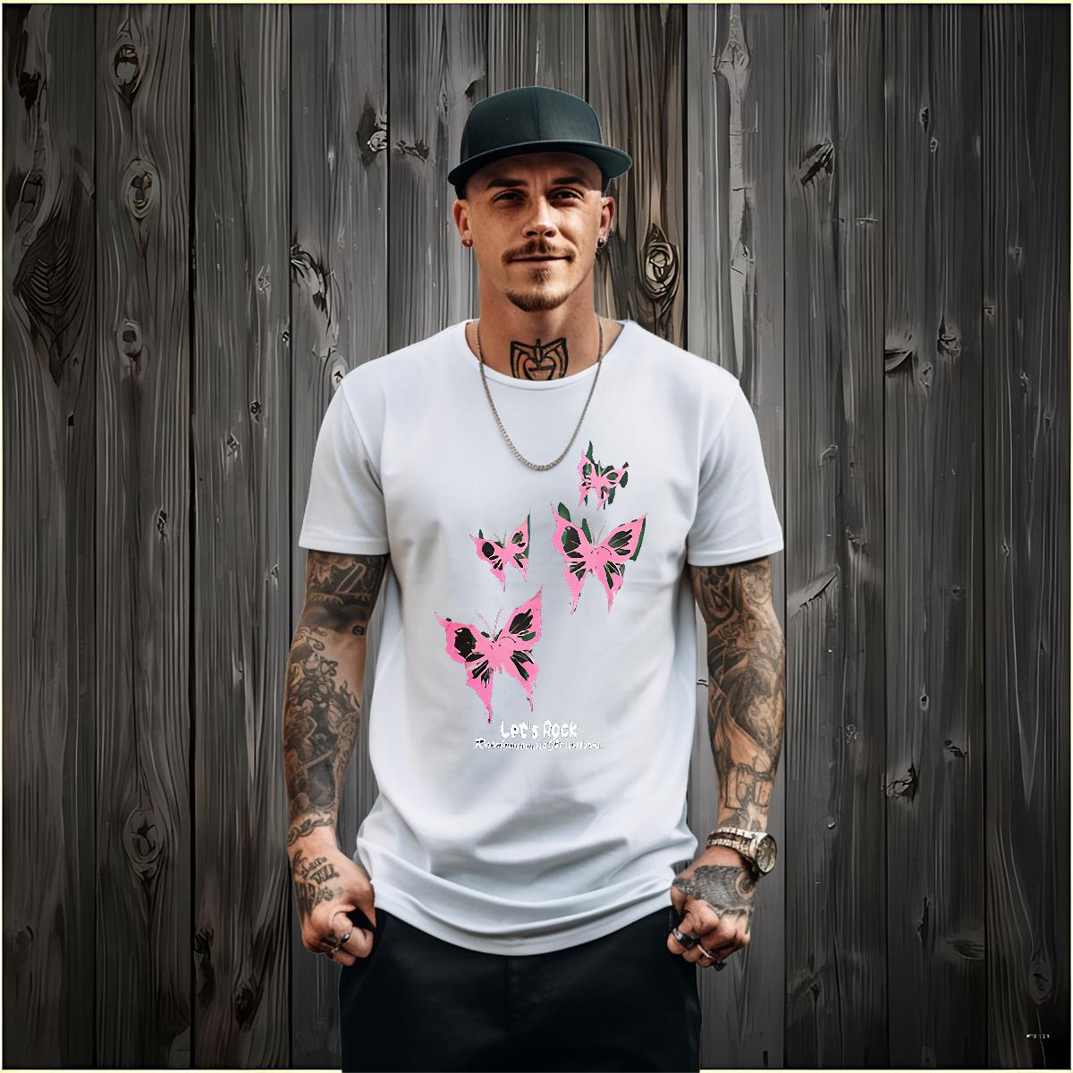 Wholesale T Shirt For Man 230g Cotton Butterfly Home Outdoor Tops Crew Neck TOP Quality Mens Tshirts DIY Anime