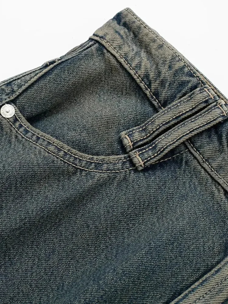 Spring Autumn Woman Pocket Workwear Denim Cargo Long Pants Fashion Mid Waist Vintage Casual Street Loose Trousers 240806