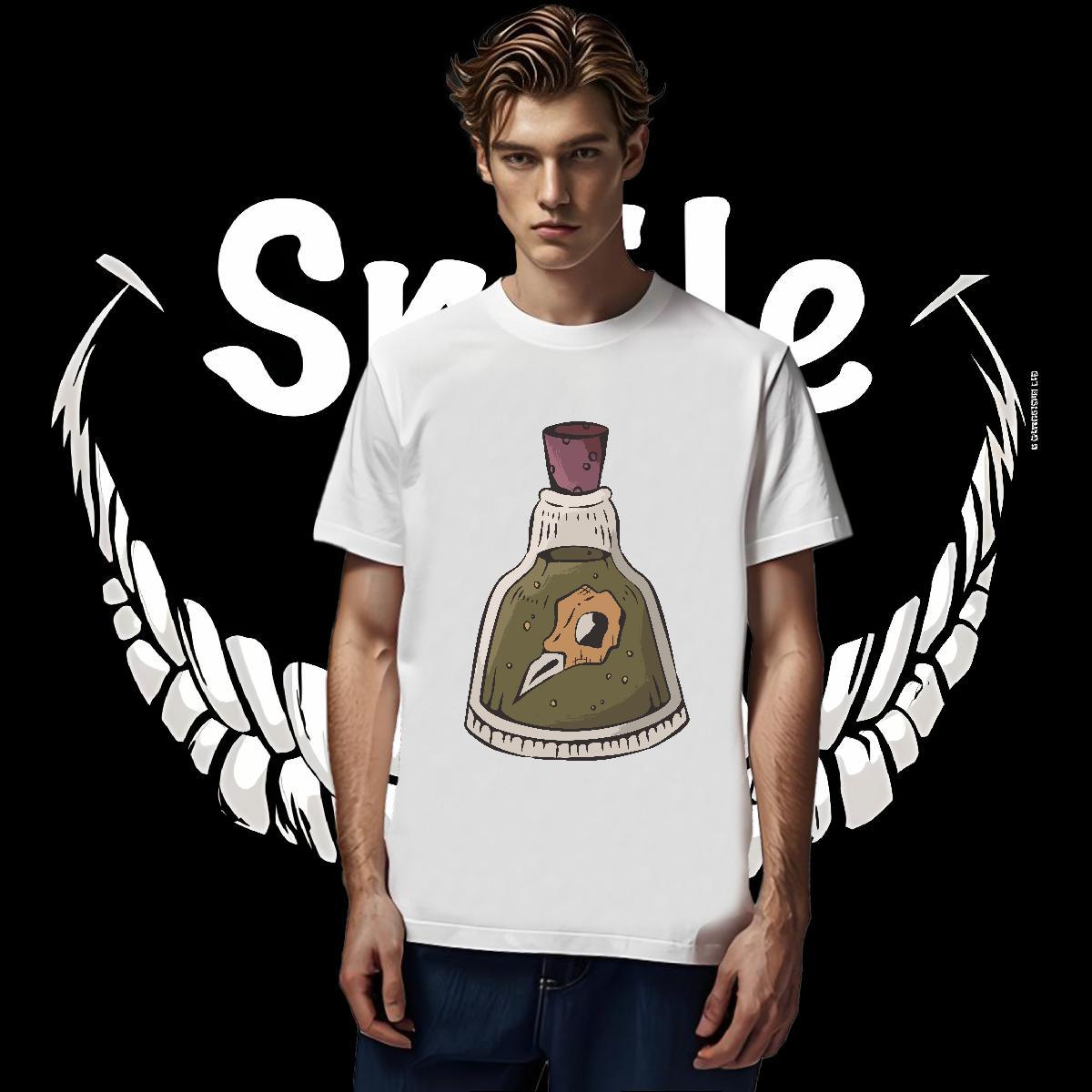 New T Shirts Men 230g Cotton bottle High Street Hip Hop Tshirts Breathable Short Sleeve Popular Mens Tshirts Graphic