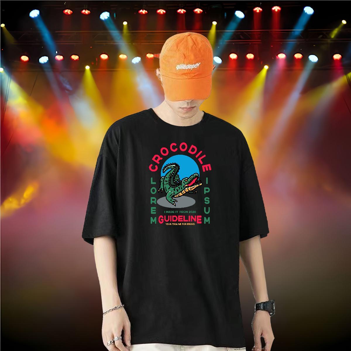 Stylist T shirt 230g 100% Cotton crocodile Sports Casual Clothes Breathable Short Sleeve Wholesale Men Tshirts Black White