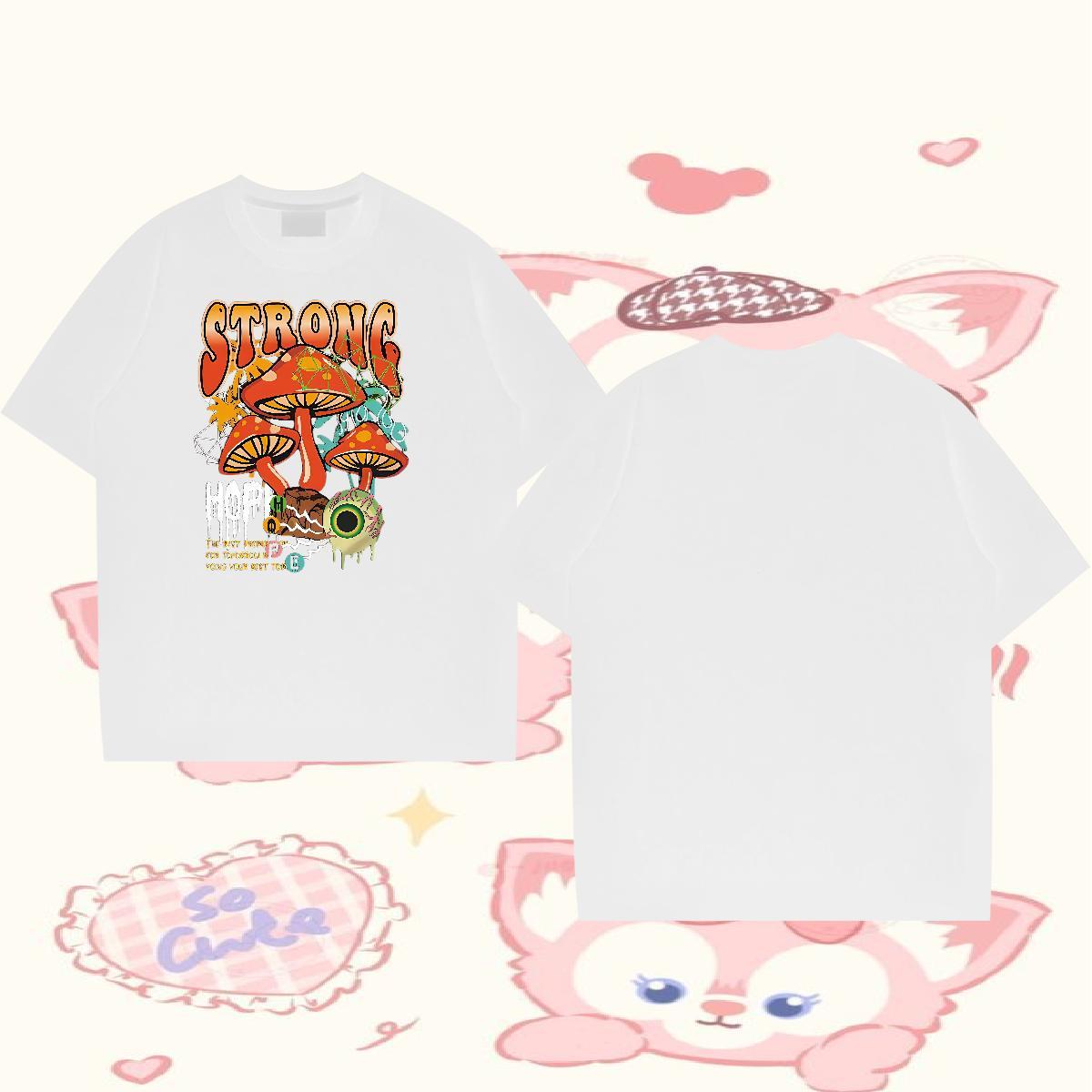 Customized T Shirts Men 100% Cotton 230g mushroom Hip Hop Tops Shirt Breathable Soft Wholesale Men Tees Oversized 4XL